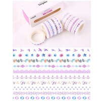 Lalunavn Bộ 10 Washi tape vintage 12 tông màu cute xinh yêu trang trí sổ tay bullet journal - A04 - L4