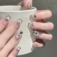 [Làm bằng tay] Nghệ thuật làm móng nhân tạo Almond Cat Eye Diamond Gemstone Flash Phototherapy Nails Móng tay có thể tái sử dụng và tháo rời
