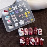Làm Đẹp Móng Tay Hello Kitty Khuôn 3D Silicon Nơ Dụng Cụ Mài Hoạt Hình Dễ Thương Họa Tiết Khắc Móng Tay Trang Trí