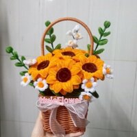 [Làm sẵn - Tặng đèn led] Giỏ Hoa hướng dương kẽm nhung decor làm tặng siêu đẹp Hule