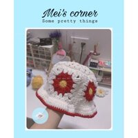 (LÀM THEO SỐ ĐO) NÓN LEN MÓC HOA CÚC HANDMADE CHO BẠN GÁI
