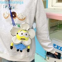 Lamiabottega Labubububu Túi sang trọng, Phim ngoại vi Túi đeo chéo Minion hoa, Lông Polyester Kuromi Pom Purin Túi đeo vai búp bê hoạt hình hàng ngày