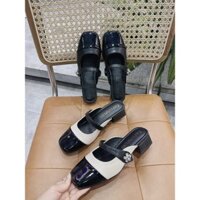 LAMLAM SHOES - Giày nữ 4f , bít mũi, sục vá mũi vuông gót 4cm quai ngang đính đá sườn LA5571