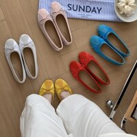 [Lamode] Giày buổi tối phẳng nhẹ nhàng có nơ, phong cách Hàn Quốc, giày lười nữ mùa xuân 2025, đế mềm, bề mặt mềm, giày ballet