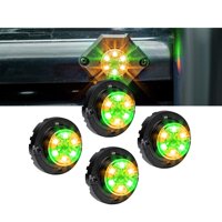 LAMPHUS 4pc SnakeEye III Amber Green LED Hideaway Strobe Light [SAE Class 1] [IP67 Waterproof] [72 Flash Modes] [Multi Units Sync-able] [Steady Ove...