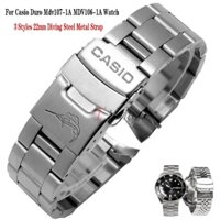 Lặn Dây Đeo Bằng Thép Không Gỉ Cho Casio Duro Mdv107-1A MDV106-1A Đồng Hồ Kim Loại Dây Đeo Tay Vòng Tay 22 Mm Dây Đồng Hồ Thay Thế