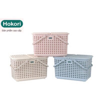 Làn Giỏ Nhựa Đựng Đồ Đi Sinh Có Nắp và Quai Xách HOKORI