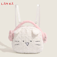 Lan KA Ba lô mèo tai nghe dễ thương, Túi đeo vai đeo chéo sang trọng dành cho sinh viên du lịch đa năng dung tích lớn
