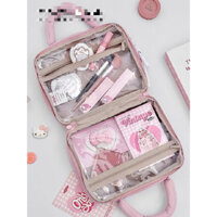 Lan KA Hello Kitty màu tương phản dễ thương Túi lưu trữ dung lượng lớn di động du lịch du lịch mỹ phẩm đa năng túi đựng đồ vệ sinh