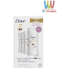 Lăn khử mùi chứa kem dưỡng ẩm Dove Advanced Care 100 Colors Clear Finish 74g x4