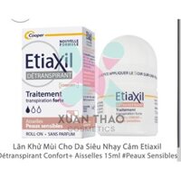 Lăn Khử Mùi EtiaXil Nhãn Nâu Cho Da Siêu Nhạy Cảm 15ml Detranspirant Traitement Roll-On Peaux Sensibles Confort