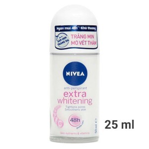 Lăn Khử Mùi Mờ Vết Thâm Nivea Extra Whitening 25ml