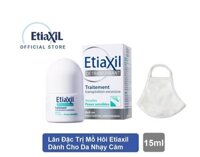 Lăn khử mùi ngăn ngừa mồ hôi dành cho da nhạy cảm Etiaxil Détranspirant Aisselles Peaux Sensibles 15ml (Màu xanh) + Tặng kèm 1 khẩu trang vải kháng khuẩn LazadaMall