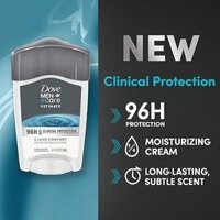 Lăn sáp khử mùi Dove Men+Care Clinical Protection Antiperspirant Clean Comfort Stick for Men 96-Hour - 48g (Mỹ)