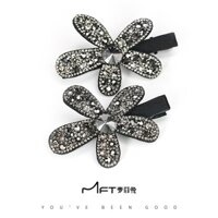 Lan Yi Yi Hua Yan Liu Hai Kẹp mỏ vịt đầy kim cương Kẹp tóc mái thời trang sang trọng nhẹ phong cách Hàn Quốc