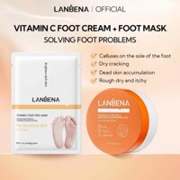 Lanbena Vitamin C Peeling Foot Mask Làm sáng da chết Tẩy tế bào chết Kem dưỡng ẩm 100g Chăm sóc bàn chân Bộ 2 món