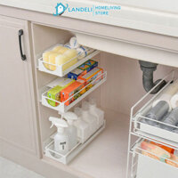Landeli Kitchen, kệ đựng đồ ăn nhẹ gia đình, khe cắt loại ngăn kéo, cầu trượt, bồn rửa, kệ dưới