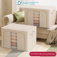 Landelioxford vải chống thấm khung thép màu trơn gấp hộp đựng quần áo trong suốt