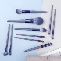 Landisi Cùng Phong Cách 10 Tím Thỏ Trang Điểm Cọ Phấn Mắt Bộ Đầy Đủ Bàn Chải Trang Điểm Mềm Bao Da Di Động