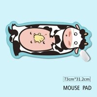 LANDNA Cartoon Large Thicken Blue Cow Mouse Pad Locking Edge Computer Mat Non-slip Rubber Extended Pad Waterproof Office