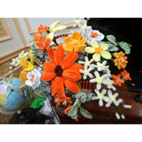 Lẵng hoa kẽm nhung cam vàng 1