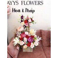 Lẵng hoa lụa 2 tầng