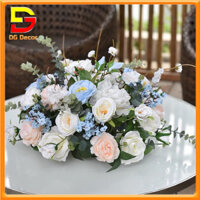 Lẵng Hoa Lụa Cao Cấp Rộng 30-42cm Hoa Trang Trí Để Bàn Tiệc Sự Kiện Hội Nghị DC-300