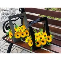 Lãng hoa sáp hướng dương vĩnh cửu kèm lá điểm ( Ảnh thật shop tự làm, tự chụp )