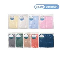 L'ANGE KHĂN QUẤN/KHĂN CHE CHO BÉ BÚ/CHĂN ĐẮP VẢI BÔNG 3 LỚP 90x90cm (SET 2 CÁI)