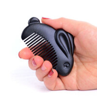 Langfu Gỗ Mun Lược Mini Thỏ Khắc Di Động Lược Nổ Lược Mịn Răng Mịn Túi Tóc Cho Bé Lược Quà Tặng