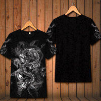 Lạnh Tay T-Shirt Với Trung Quốc Phong Cách Thời Trang Cho Nam Giới Rồng Mô Hình 3D In Ấn T-Shirt