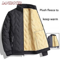 Lansboter Áo khoác Cotton nam mùa thu đông Áo khoác lông cừu dày ấm áp Sherpa dáng rộng Plus kích thước Áo khoác