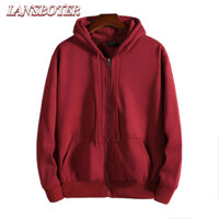 Lansboter Áo Khoác Nam Thu Đông Đơn Giản Màu Trơn Rời Plus Kích Thước Cặp Đôi Zip Áo Hoodie