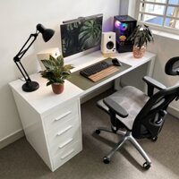 [LẮP ĐẶT TẠI NHÀ] Bàn Làm Việc IKEA 180x60x75Cm Chất Liệu Gỗ Cao Su Tự Nhiên - 1 Tủ IKEA Và 1 Chân U