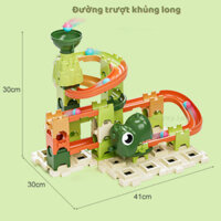 Lắp Ghép Máng Trượt Thả Bi Khủng Long 40 Chi Tiết - Lắp 6 Kiểu Khác Nhau
