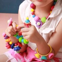 Lắp ghép trang sức đồ chơi lego trang sức xâu hạt xâu vòng đa dạng chi tiết có băng đô cài tóc nhiều màu sắc cho bé