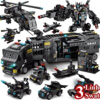 Lắp Ghép Xe OTO SWAT - Bộ Đồ Chơi Lắp Ghép Xe Cảnh Sát, Láp ráp Robot, Trực Thăng - 920 Chi Tiết, 51 Tạo Hình
