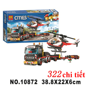 Lắp ráp Lego City Xe Vận chuyển Trực Thăng Heavy Cargo Transport 322 miếng ghép BELA 10872