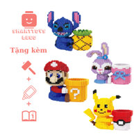 Lắp Ráp Lego Hộp Đựng Bút, Xếp Hình Hộp Đựng Bút Mario/Stitch/Piakchu/Thỏ Đáng Yêu, Giúp Trẻ Tư Duy, Trang Trí Bàn Học
