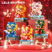 Lắp ráp mô hình lele brother lân sư đón tết cho bé mẫu mới nhất có đèn led