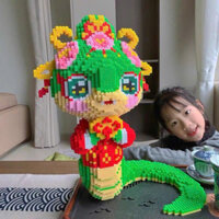 Lắp ráp mô hình rắn xanh 45cm kỳ lân  (TẶNG BÚA) tết 2025 xếp hình đồ chơi nano block 3d Đồ chơi lắp ráp cho bé