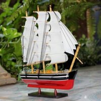 [Lắp ráp sẵn] Thuyền buồm gỗ phong thủy trang trí 32cm gỗ tự nhiên, quà tặng khai trương tân gia