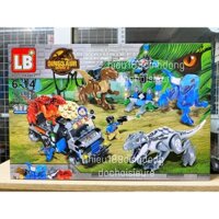 Lắp ráp xếp hình Jurassic World Dinosaur khủng long đột kích oto lb635