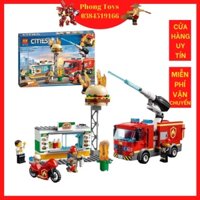 Lắp ráp xếp hình lego city 60214 Lari 11213 : xe Cứu Hỏa GIải Cứu Tiệm Bánh 345 mảnh