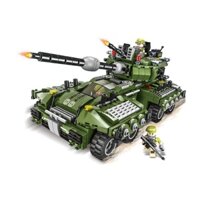 Lắp ráp xếp hình Lego ZHBO 8015 : Xe tăng chiến đấu màu xanh 4 hộp 4 in 1