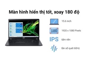 Laptop Acer Aspire 3 A315-56-38B1 NX.HS5SV.00G - Intel Core i3-1005G1, 4Gb RAM, SSD 256GB, Intel UHD Graphics, 15.6 inch