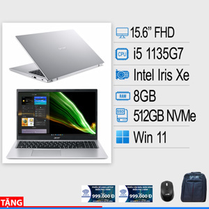 Laptop Acer Aspire 3 A315-58-561V - Intel Core i5-1135G7, 16GB RAM, SSD 512GB, Intel Iris Xe Graphics, 15.6 inch