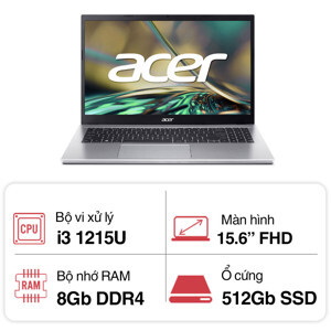Laptop Acer Aspire 3 A315-59-381E NX.K6TSV.006 - Intel Core i3-1215U, 8GB RAM, SSD 512GB, Intel UHD Graphics, 15.6 inch