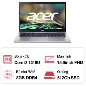 Laptop Acer Aspire 3 A315-59-38PG NX.K6TSV.00A - Intel Core i3-1215U, 8GB RAM, SSD 512GB, Intel UHD Graphics, 15.6 inch
