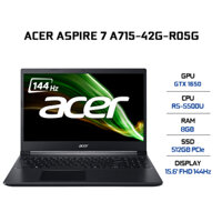 Laptop Acer Aspire 7 A715-42G-R05G AMD R5-5500U 8GB DDR4 512GB SSD GTX 1650 4GB 15.6 FHD IPS, 144Hz Win11 - Hàng Chính Hãng